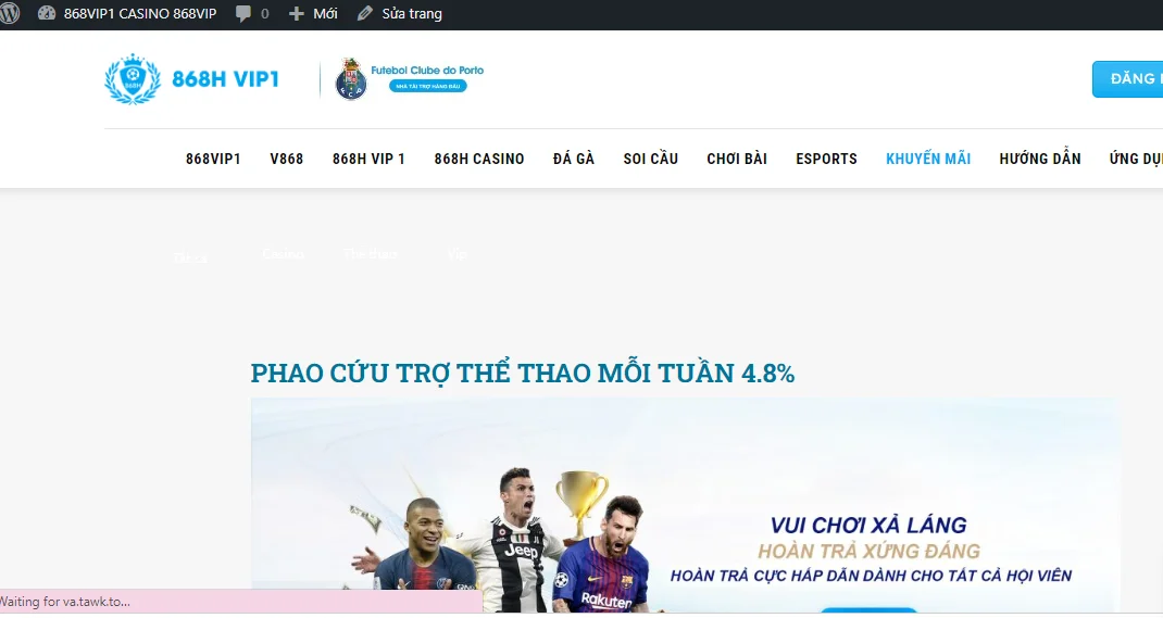 Giao diện trang chủ 868vip1